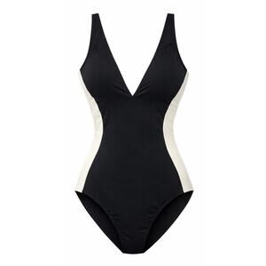 TA3 Plungey Contour Swimsuit XS Reg/Long Black Oat Lace Up Tummy Control NWT